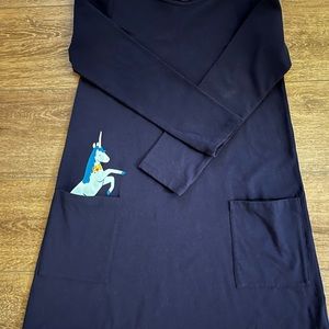 Hanna Andersson size 10 shirt dress NWOT navy with unicorn on pocket